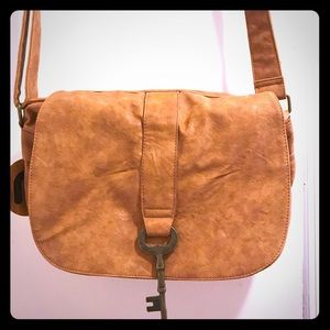 Brown vegan leather messenger bag, NWT